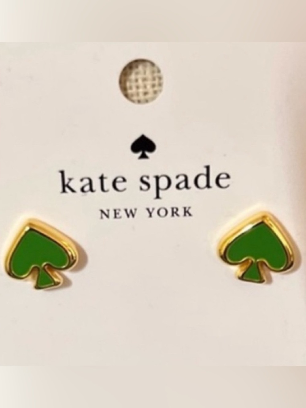 Kate Spade Everyday Green Spade Gold Stud Earrings NWT